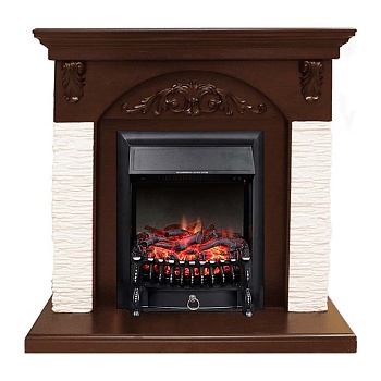 Каминокомплект Royal Flame  Bern Сланец мелкий белый / Темный дуб с очагом Fobos FX Black
