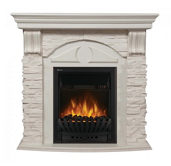 Каминокомплект Electrolux Torre Classic с очагом Classic EFP/P-1020LS камень белый, шпон беленый дуб