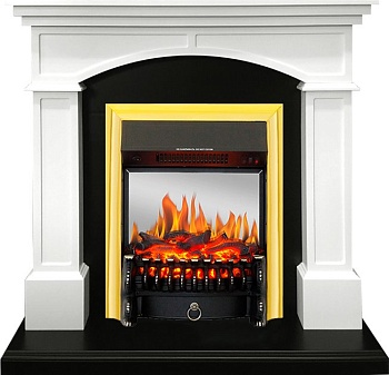 Каминокомплект Royal Flame  Langford - Белый с черным с очагом Fobos FX M Brass
