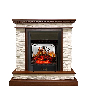 Каминокомплект Royal Flame  Calgary - Дуб / Сланец белый с очагом Majestic FX M Black