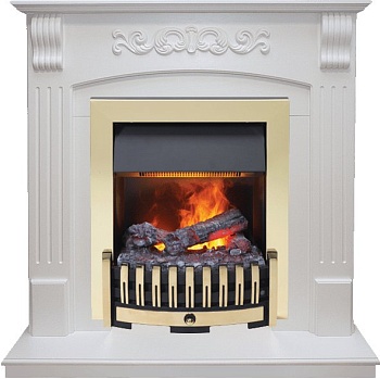 Каминокомплект Dimplex Sorrento угловой - Белый дуб с очагом Danville Brass FB2