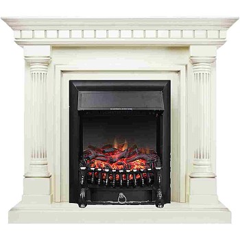 Каминокомплект Royal Flame  Dallas - Слоновая кость с патиной с очагом Fobos FX Black
