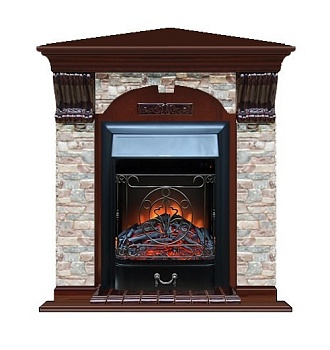 Каминокомплект Glenrich арочный угловой (Magestic black) красное дерево
