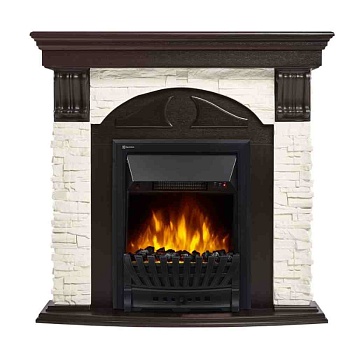 Каминокомплект Electrolux Torre Classic с очагом Classic EFP/P-1020LS камень белый, шпон венге