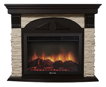 Каминокомплект Electrolux Torre 26/30U (угловой) с очагом EFP/P-2620RLS камень слоновая кость, шпон венге