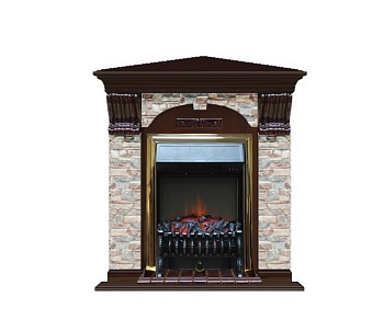 Каминокомплект Glenrich Арочный (угловой) Fobos black камень Алтай, шпон дуб