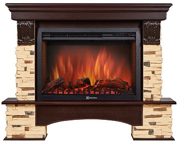 Каминокомплект Electrolux Pietra 26/30S с очагом EFP/P-2620RLS камень сланец натуральный, шпон темный дуб