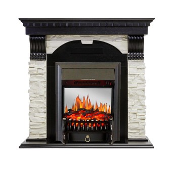 Каминокомплект Royal Flame  Dublin - Венге / Сланец белый с очагом Fobos FX M Black