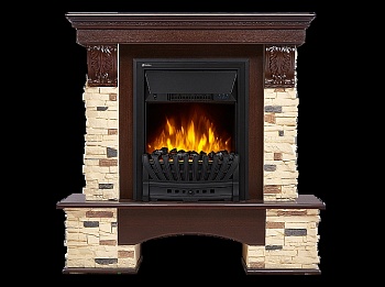 Портал Firelight Pietra Classic U (угловой) камень сланец натуральный, шпон темный дуб