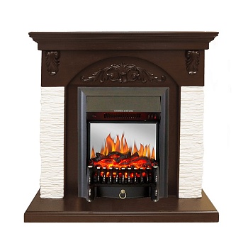 Каминокомплект Royal Flame  Bern Сланец мелкий белый / Темный дуб с очагом Fobos FX M Black