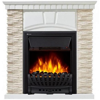 Каминокомплект Electrolux Porto Classic с очагом Classic EFP/P-1020LS камень белый, шпон беленый дуб