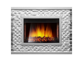 Каминокомплект Electrolux Quadro 30 с очагом EFP/P-3320RLS камень песчаник античный белый, белая эмаль