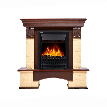 Портал Firelight Forte Classic U (угловой) камень бежевый, шпон темный дуб