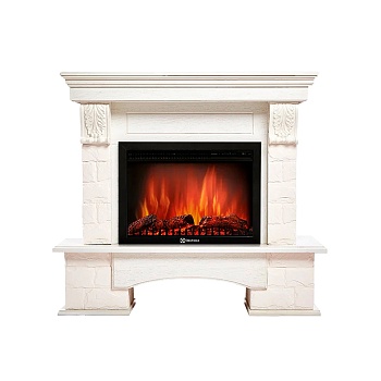 Каминокомплект Electrolux Forte 25S с очагом EFP/P-2520LS камень белый, шпон белёный дуб