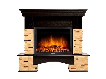Каминокомплект Electrolux Pietra 25S с очагом EFP/P-2520LS камень сланец натуральный, темный дуб