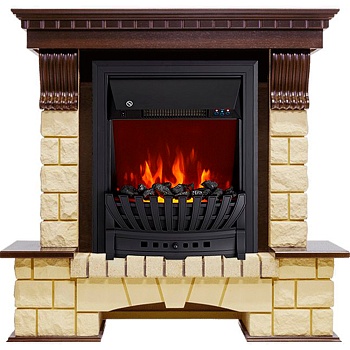 Каминокомплект Royal Flame  Pierre Luxe - Темный дуб / Шампань с очагом Aspen Black