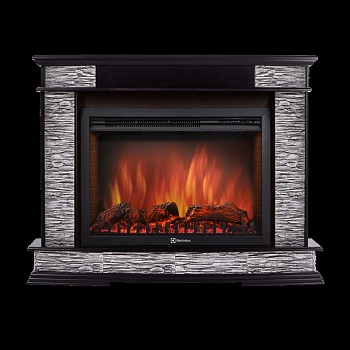 Каминокомплект Electrolux Scala 26/30 с очагом EFP/P-3020LS камень сланец скалистый серый, шпон венге