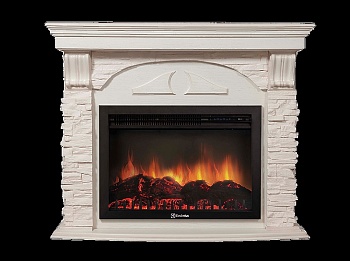 Портал Firelight Torre 25S камень белый, шпон белёный дуб