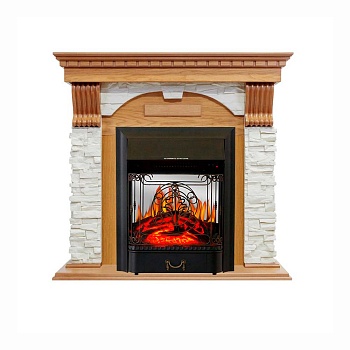 Каминокомплект Royal Flame  Dublin - Дуб / Сланец белый с очагом Majestic FX M Black