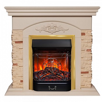 Электрокамин RealFlame  Neapolis WT с очагом Majestic Lux Brass