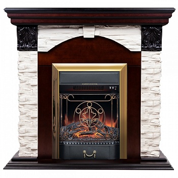 Электрокамин RealFlame  Dublin Lux AO с очагом Majestic Lux Brass