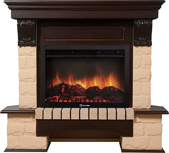 Каминокомплект угловой Electrolux Forte 25U (угловой) с очагом EFP/P-2520LS камень бежевый, темный дуб