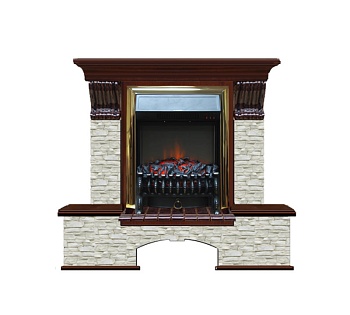 Каминокомплект Glenrich Бостон К Грот однотонный (Fobos brass) красное дерево