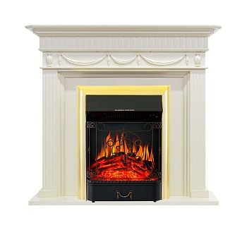 Каминокомплект Royal Flame  Corfu - Слоновая кость с очагом Majestic FX Brass