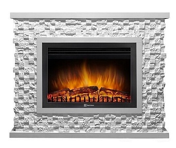 Каминокомплект Electrolux Quadro 25 с очагом EFP/P-2520LS камень песчаник античный белый, белая эмаль
